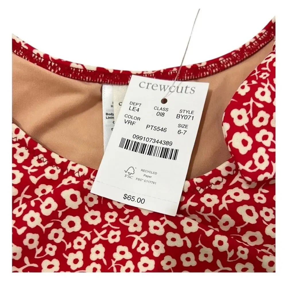 Crewcuts Red Flower Crop Bikini Top Girls Size 6